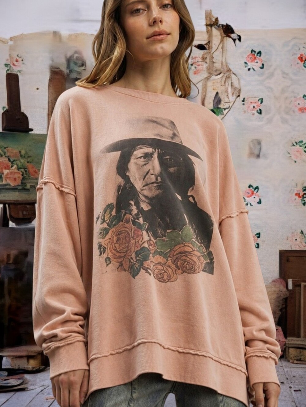 Magnolia Look Free Style Native Oversized Sweater Boho Sweatshirt Top Xl NWT